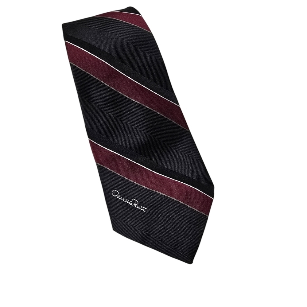 Oscar De La Renta Black Red Striped Tie